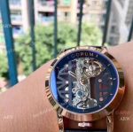 Corum Golden Bridge Rose Gold Black Leather Strap Watch